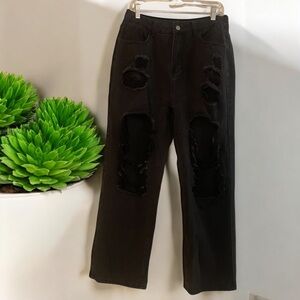 Distressed Black Jeans